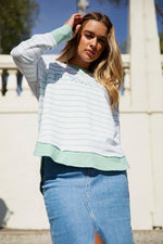 Simplified Stripe Crew - Neon Mint