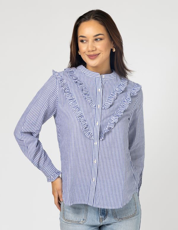 Cici Blouse - Navy Stripe