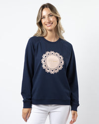 Classic Sweater - Navy with Blush Doily