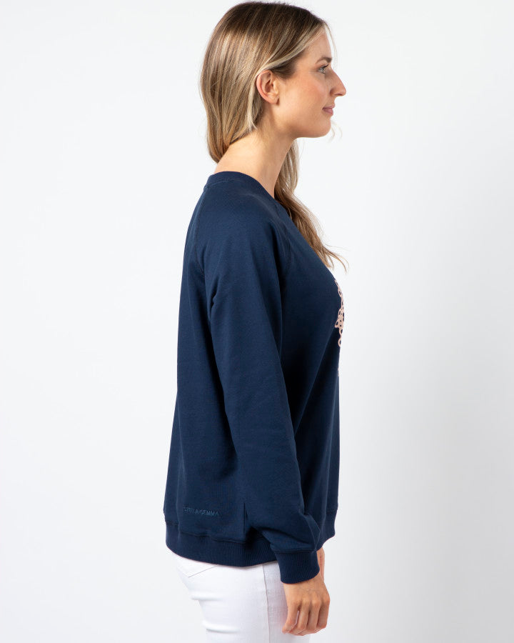 Classic Sweater - Navy with Blush Doily