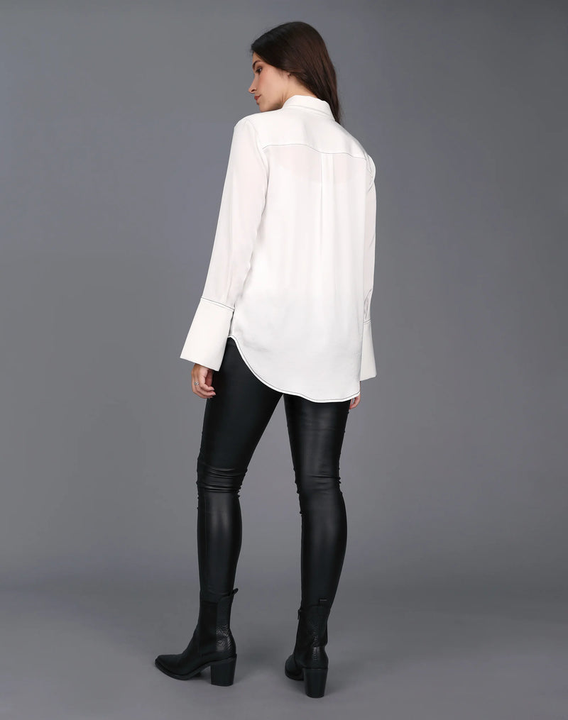 Contrast Stitch Shirt - White/Black