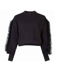 Ruffle Game Sweatshirt - Black