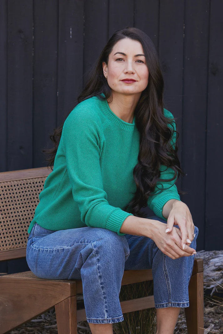 Cross Stitch Pullover - Leaf Marle