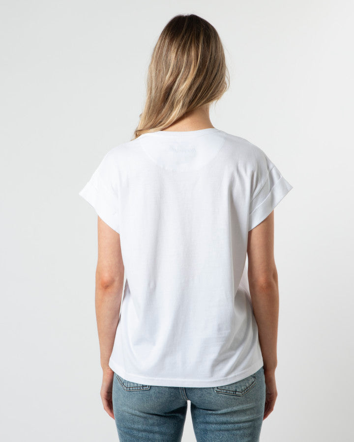 Cuff Sleeve T-Shirt CALIFORNIA - White