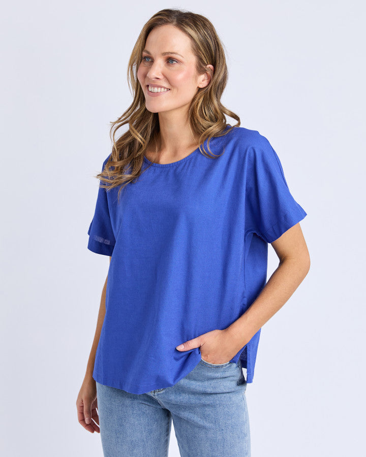 Curtis Woven S/S Tee - Ocean Blue