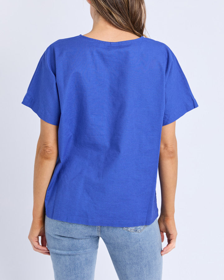 Curtis Woven S/S Tee - Ocean Blue