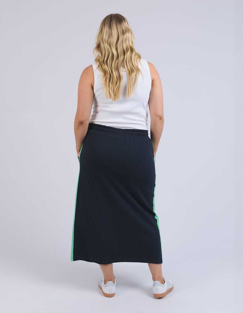 Brunch Skirt - Side Tape - Navy with Neon Green Tape