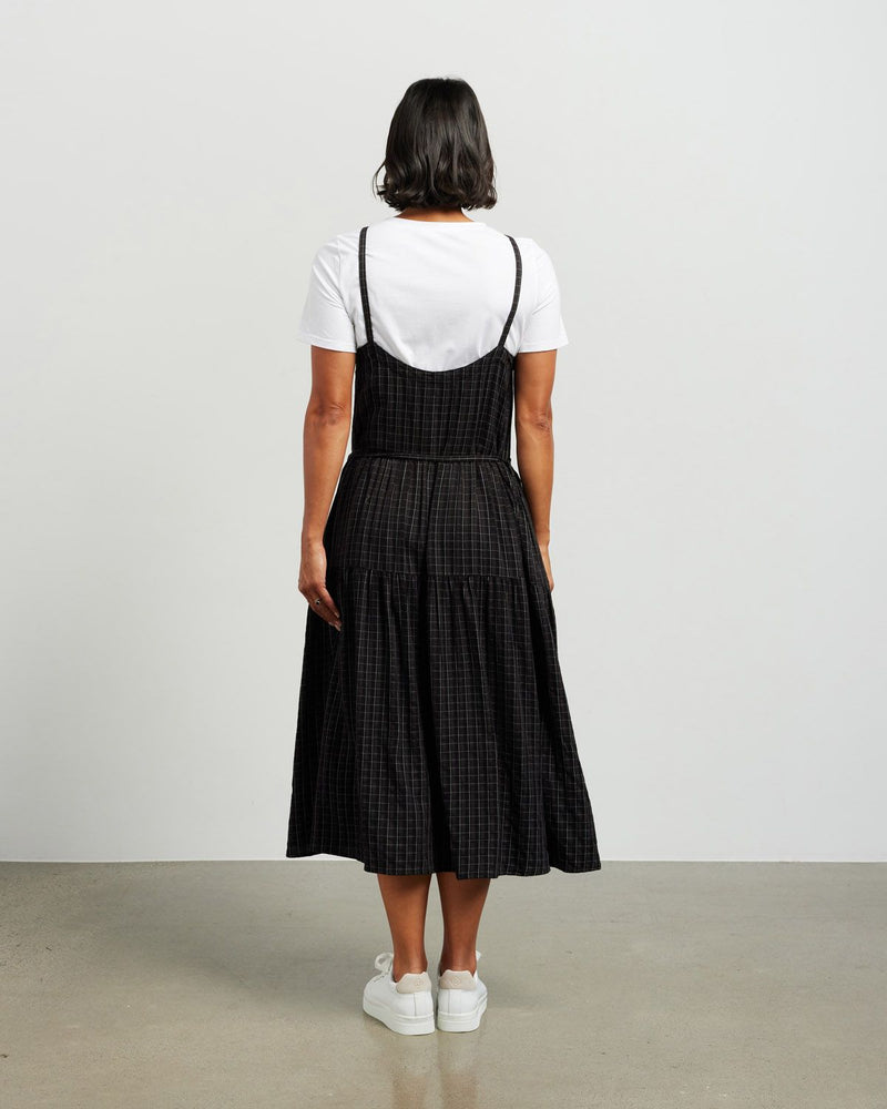 Macey Pinafore Dress - Black Plaid