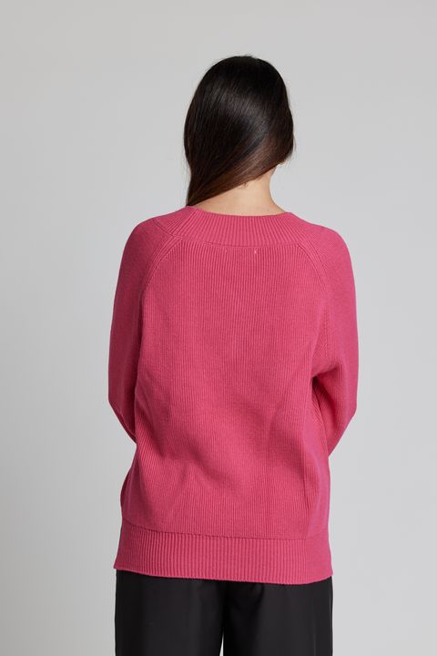 Lobby V Neck Sweater - Fuschia