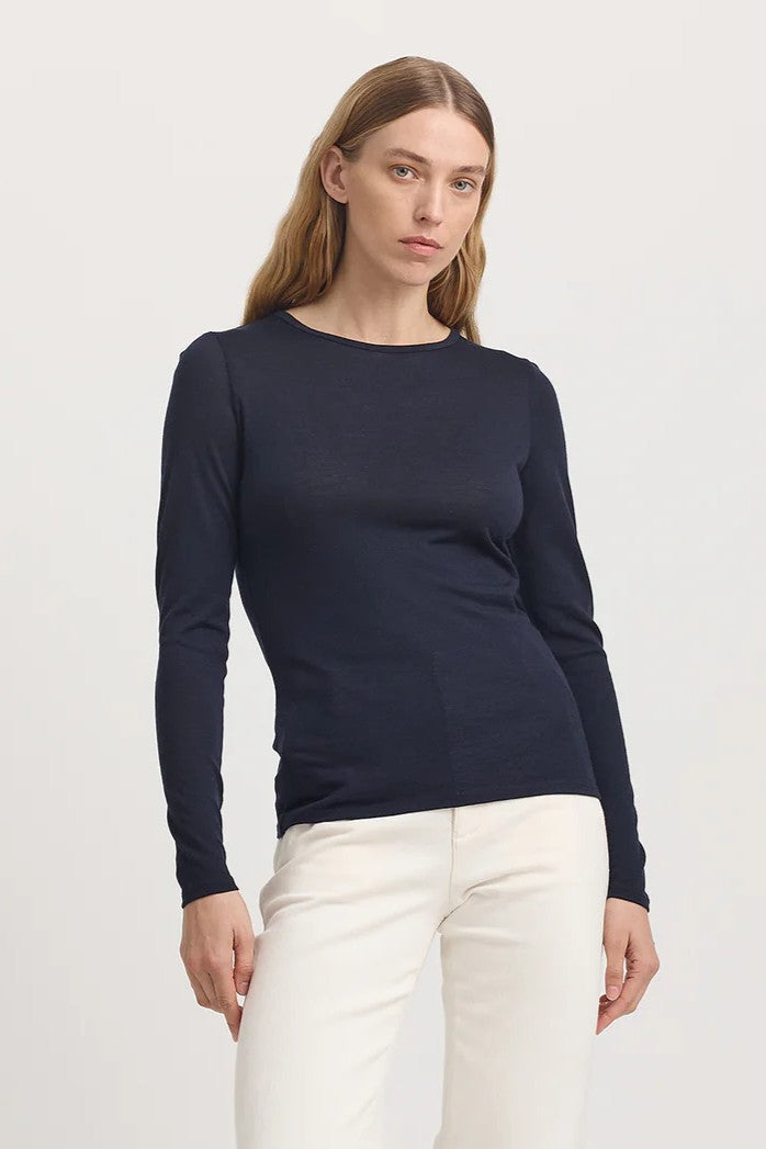 Crew Merino Tee - French Navy