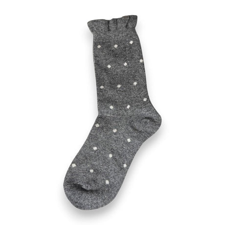 Dot Frill Sock - Charcoal Grey w Ivory Spot