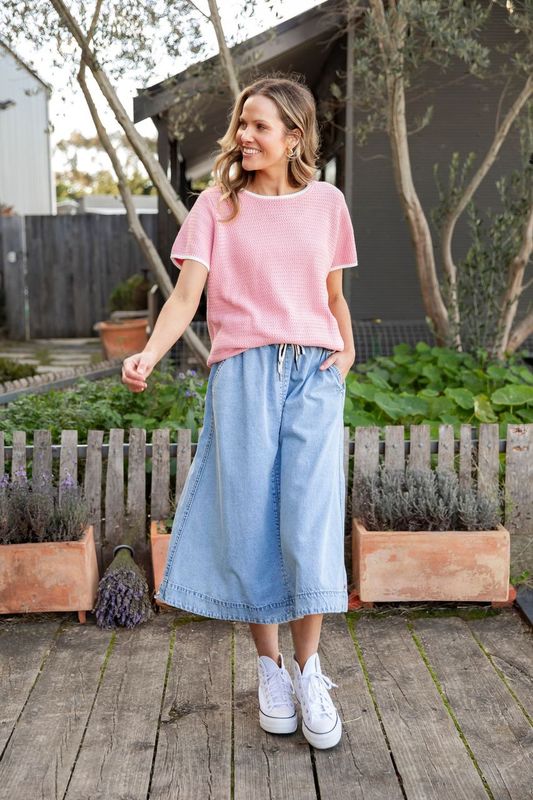 Greta Denim Skirt - Light Blue Wash