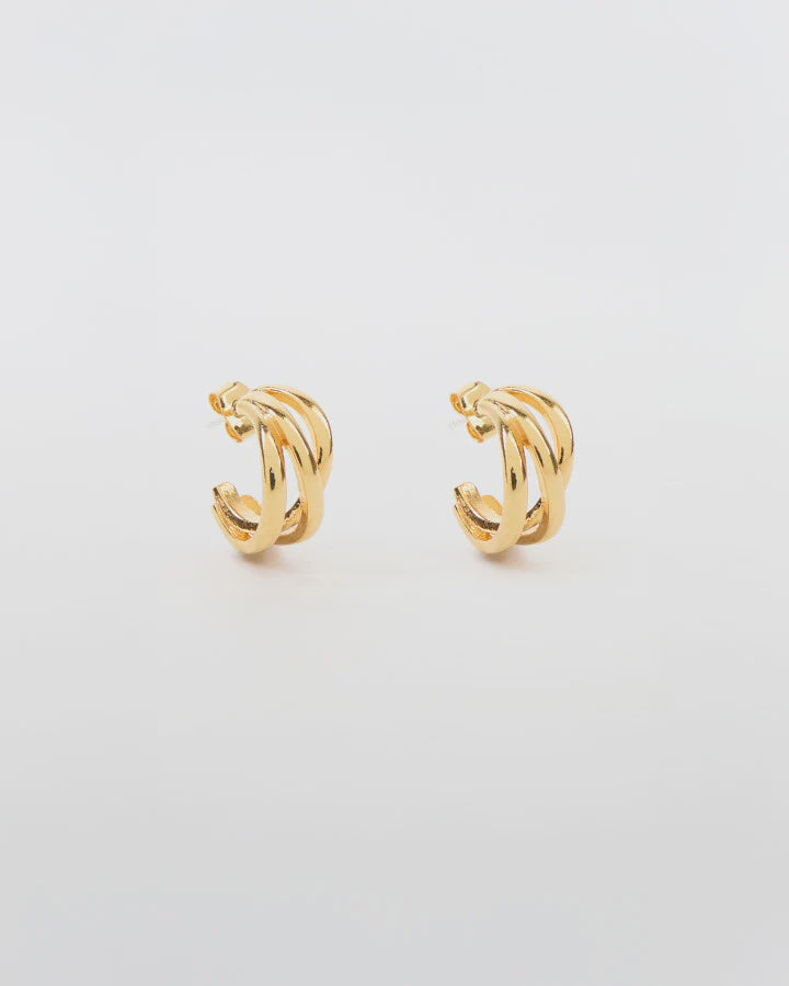 Earring Gold Hoop 3 Rings