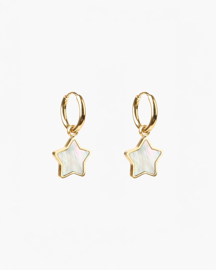 Earring Gold Hoop Shell Star