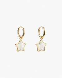 Earring Gold Hoop Shell Star