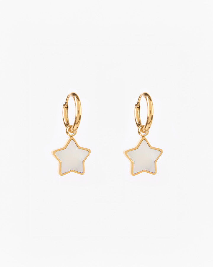 Earring Gold Hoop Shell Star
