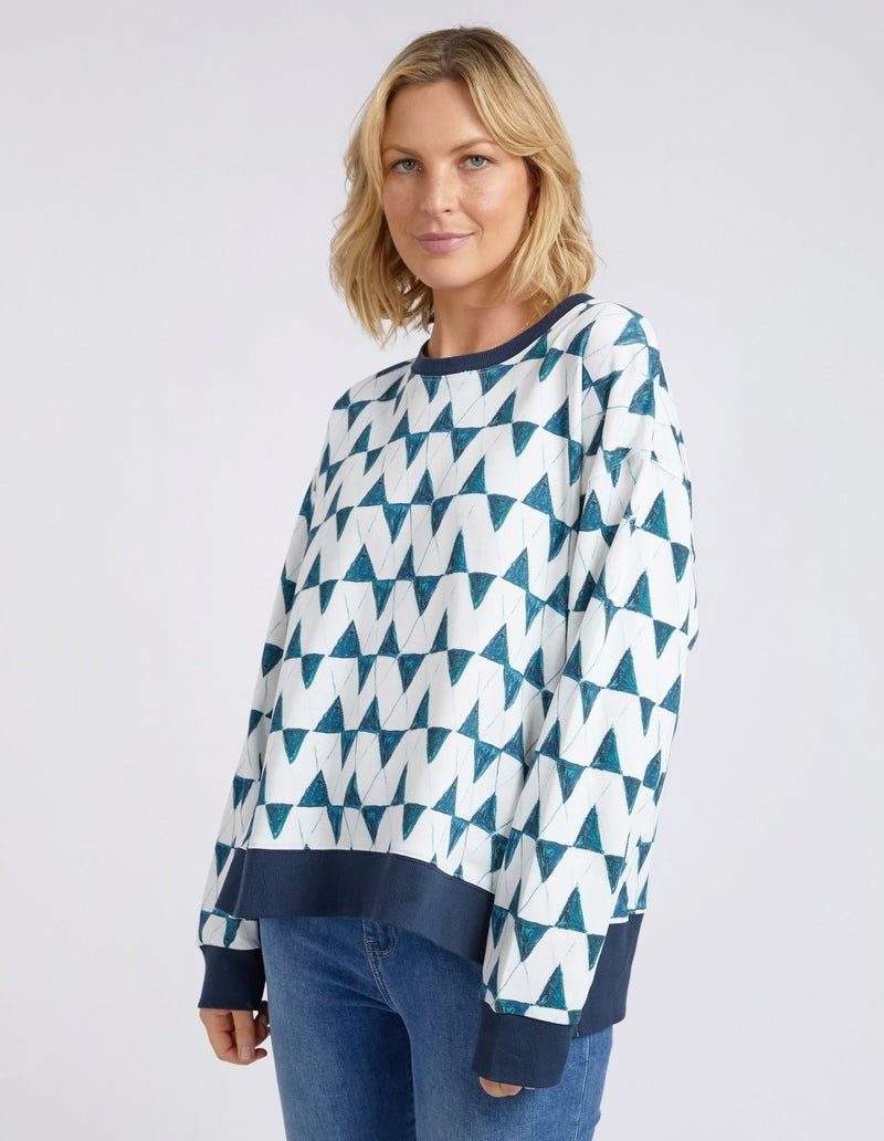 Janey Geo Crew - Navy Geo Print