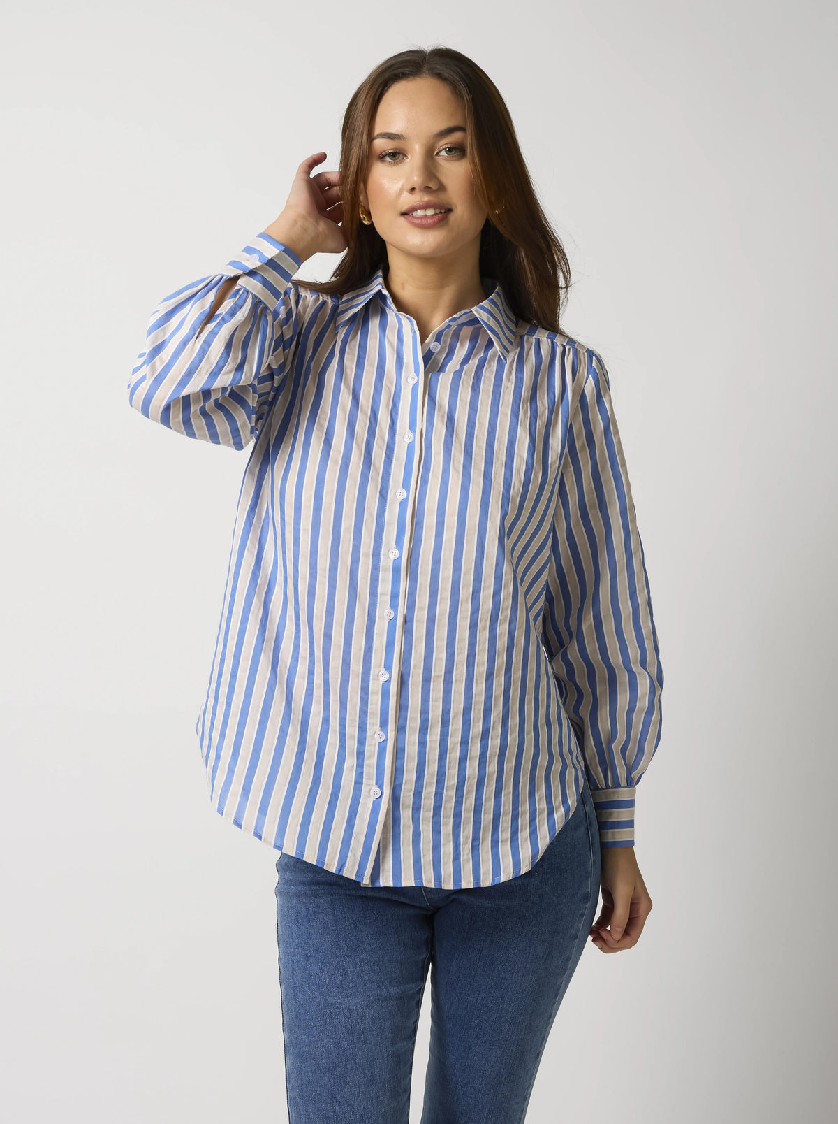 Emmery Shirt - Cobalt Stripe