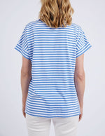 Yarra Stripe S/S Tee - Cerulean Blue & White Stripe