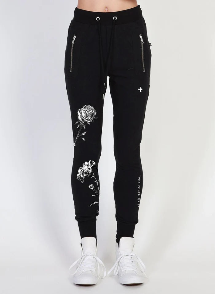 Escape Trackies Flowers - Black/Silver