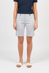 Slim Leg Above Knee Short with Contrast Trim - Ink/White Stripe