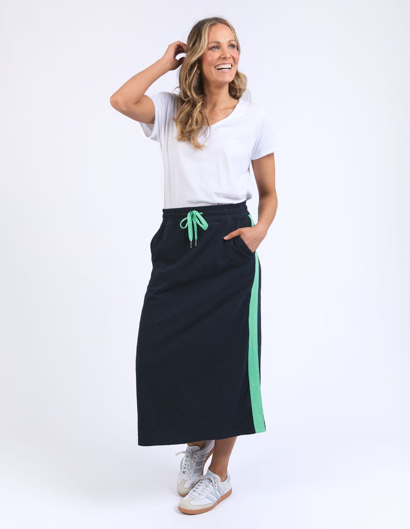 Brunch Skirt - Side Tape - Navy with Neon Green Tape