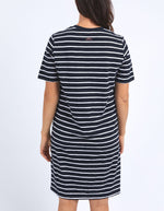 Zena Tea Dress - Navy & White Stripe