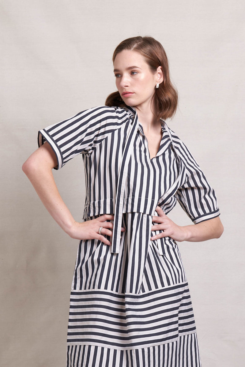 Bi Line Dress - Ink Stripe