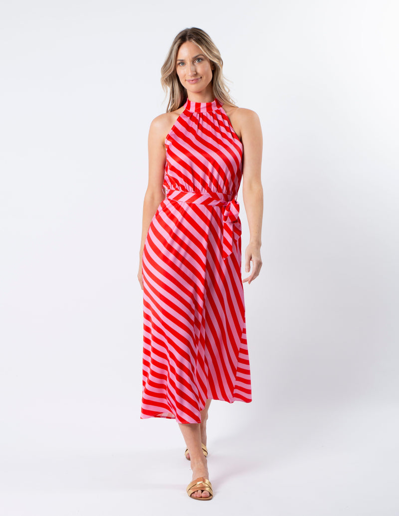 Clamentine Dress - Pink & Red Stripes