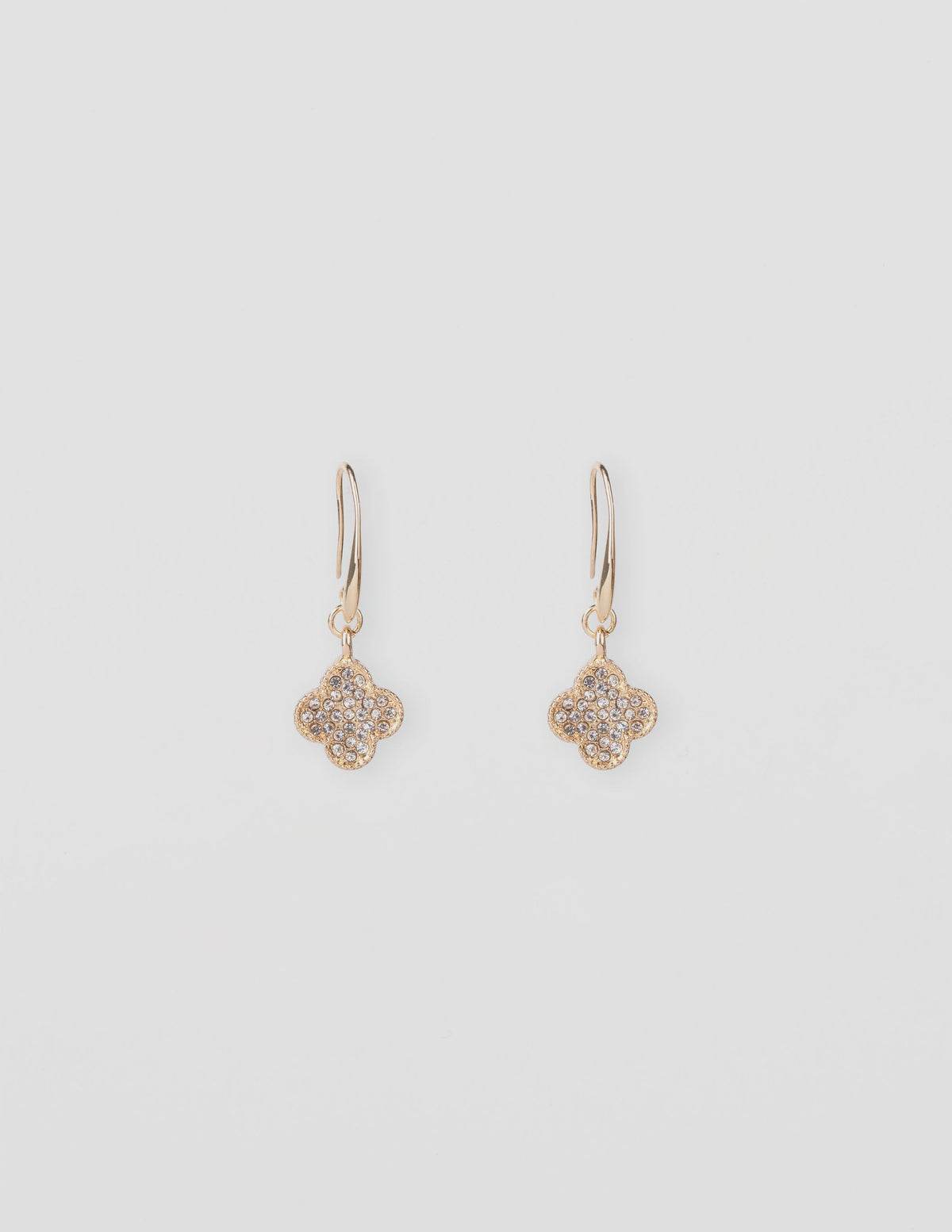 Earring Crystal Flower Drop - Gold