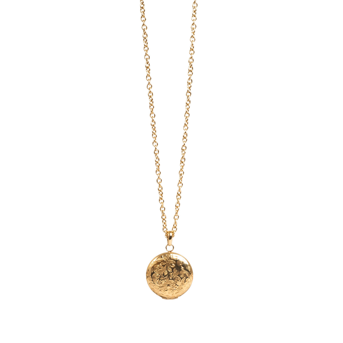 2046-0279 Pure Steel Necklace Flower Locket - Gold