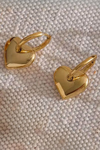 Puffy Heart Earrings - Gold