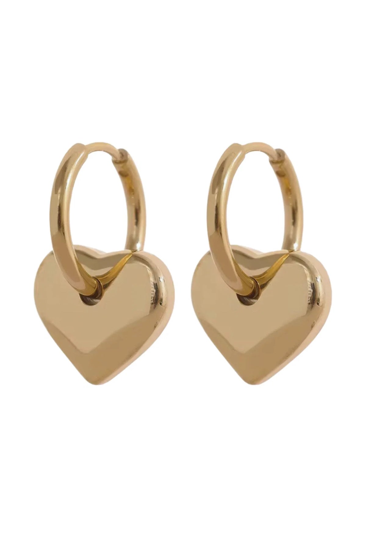 Puffy Heart Earrings - Gold