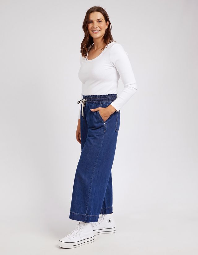 Greta Wide Leg Pant - Dark Blue Wash