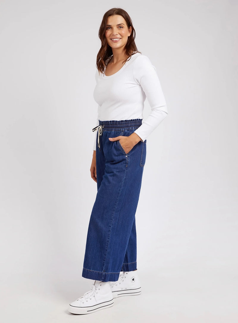 Greta Wide Leg Pant - Mid Blue Wash