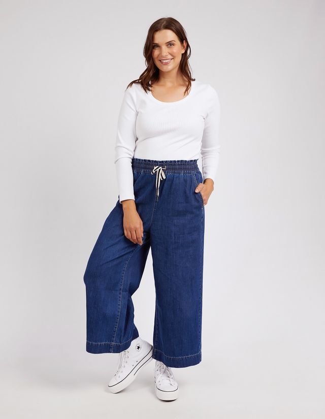 Greta Wide Leg Pant - Dark Blue Wash