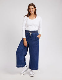 Greta Wide Leg Pant - Dark Blue Wash