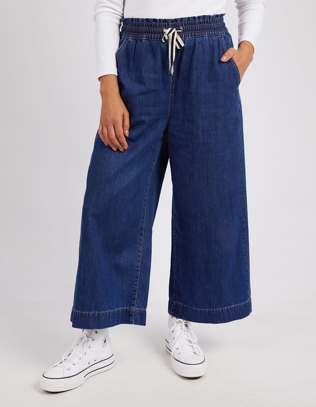 Greta Wide Leg Pant - Dark Blue Wash