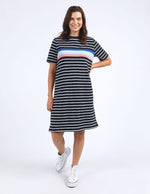 Zena Tea Dress - Navy & White Stripe