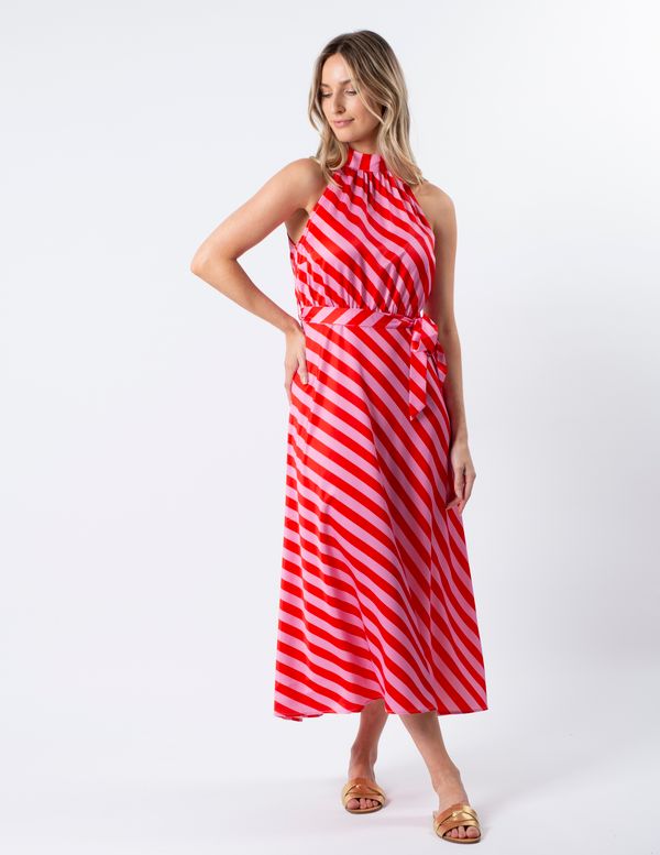 Clamentine Dress - Pink & Red Stripes