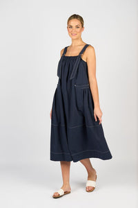 Sleeveless Balloon Dress with Front Pockets - Ink