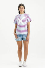 Chris Tee - Orchid Stripe with White X