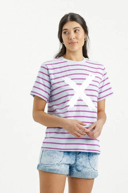 Chris Tee - Orchid Stripe with White X