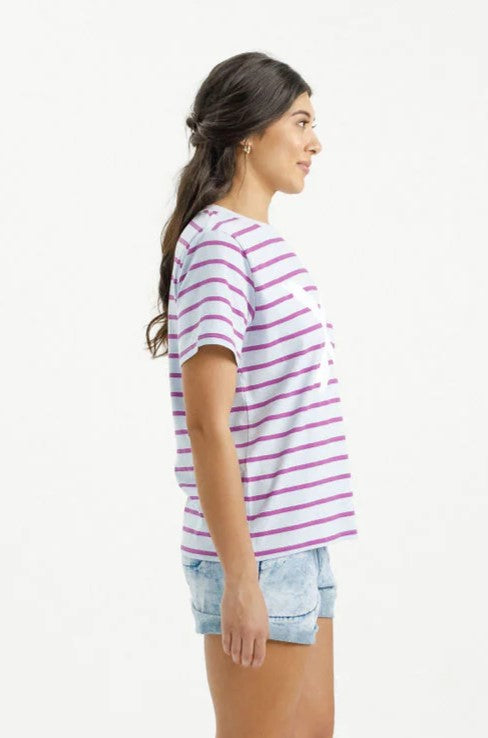 Chris Tee - Orchid Stripe with White X