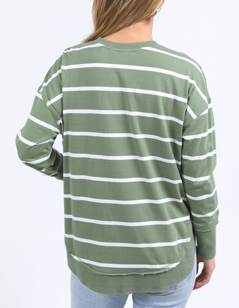 Farrah Stripe Long Sleeve - Sage & White Stripe