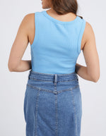 Square Neck Rib Tank - Azure Blue