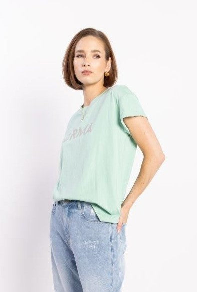 Drma Zoe Tee - Mint/Ecru