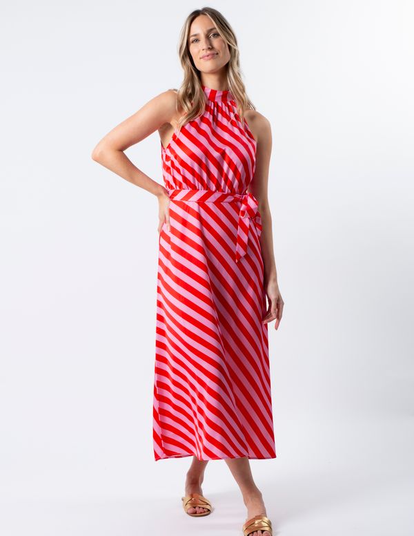 Clamentine Dress - Pink & Red Stripes