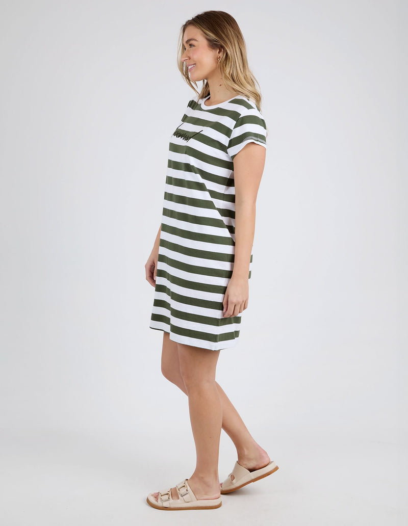 Signature Stripe Tee Dress - Khaki & White Stripe