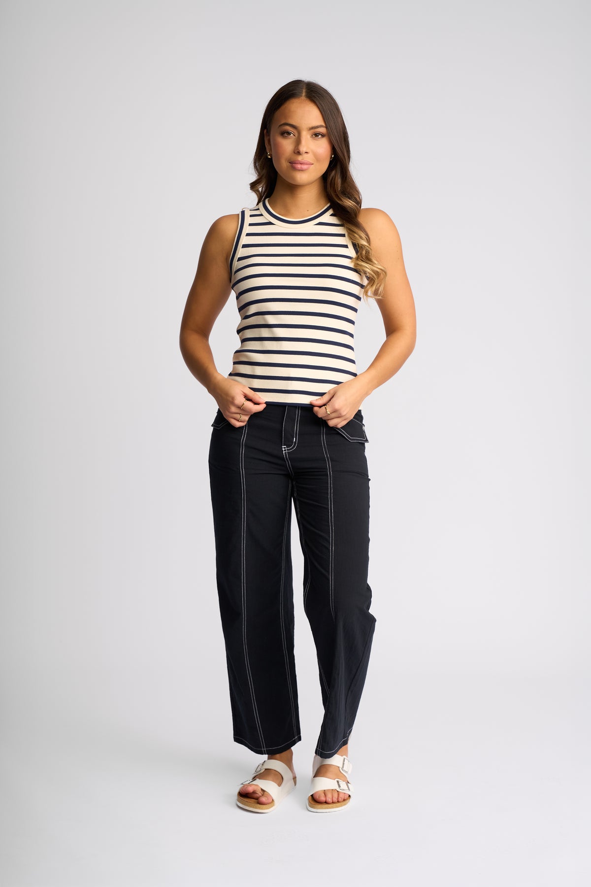 True Tank / Ecru & Ink Stripe